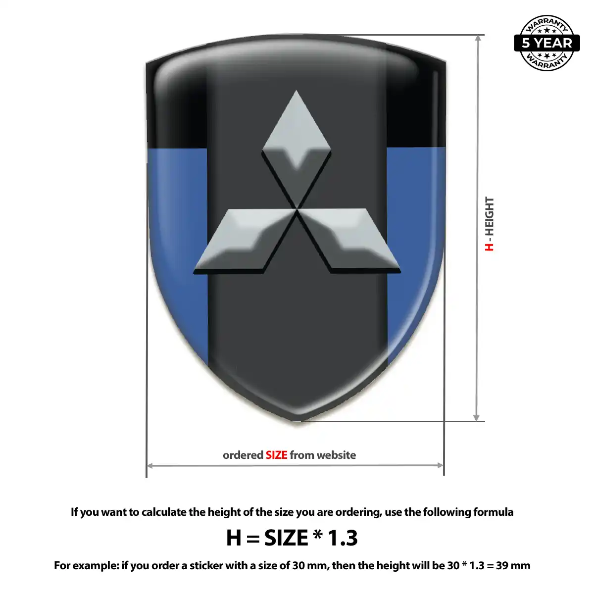 Mitsubishi Gel Emblem Sticker Elite Finish