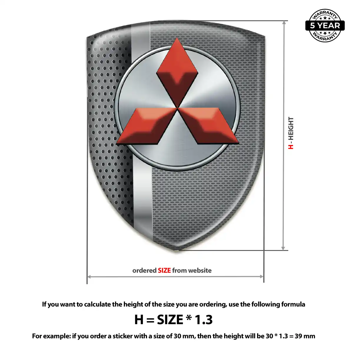 Mitsubishi Polyurethane Domed Sticker Elite Finish