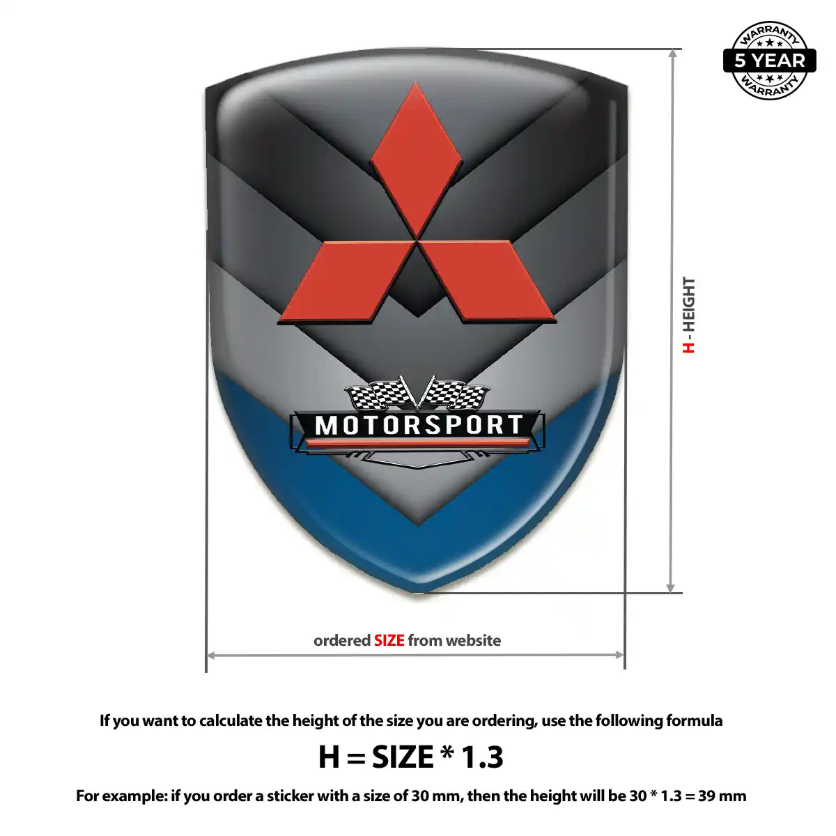Mitsubishi Polyurethane Domed Sticker Refined Design