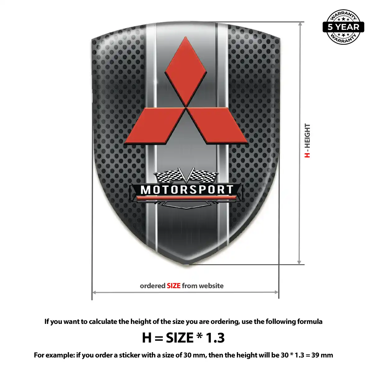 Mitsubishi Polyurethane Domed Sticker Sleek Style