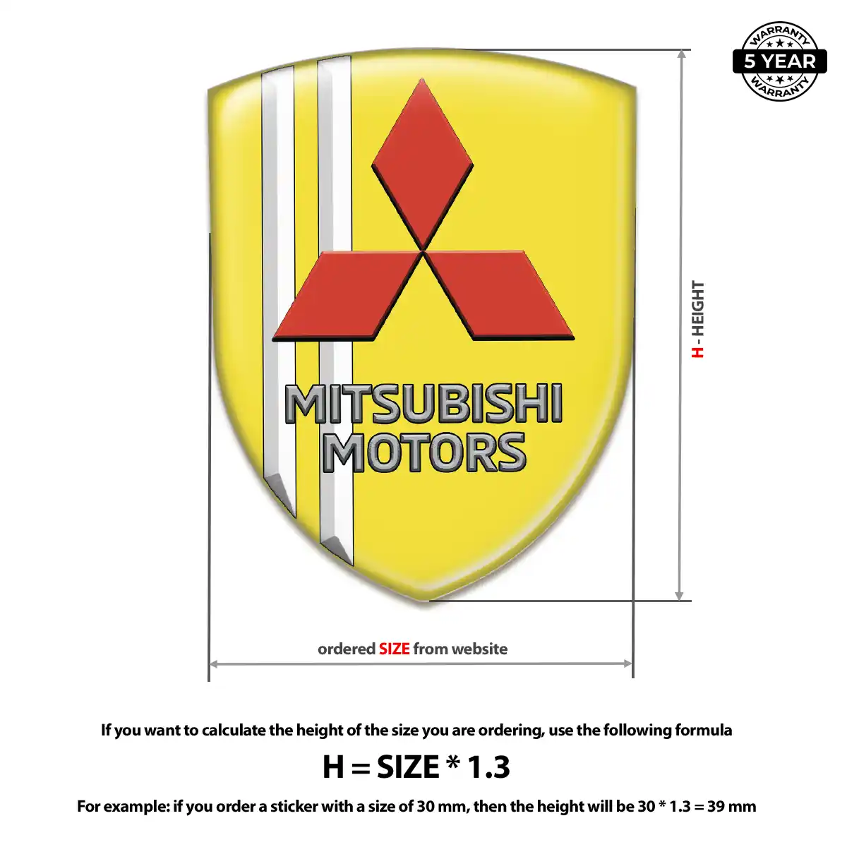 Mitsubishi Resin Badge Sticker Sleek Style