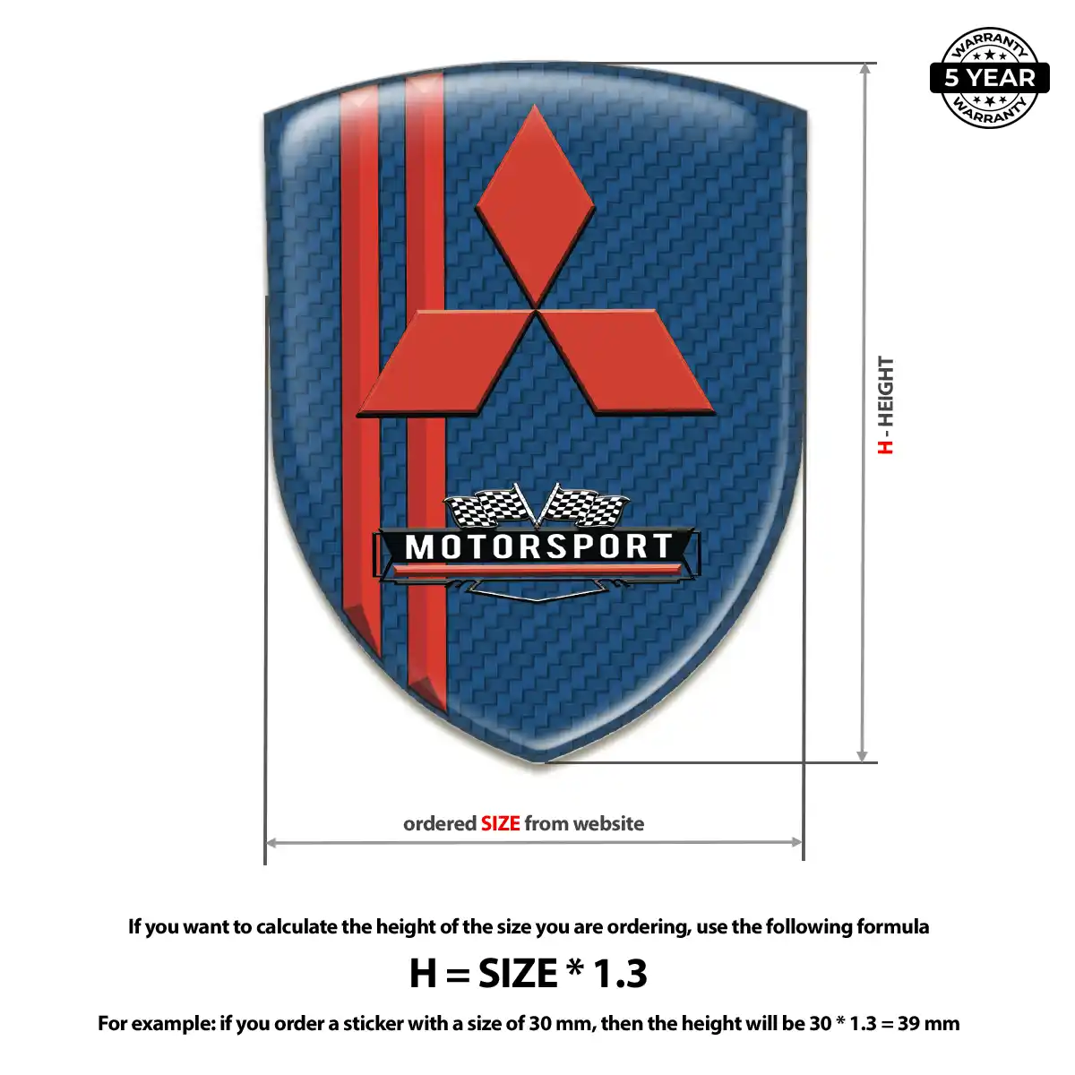 Mitsubishi Resin Domed Sticker Elite Finish