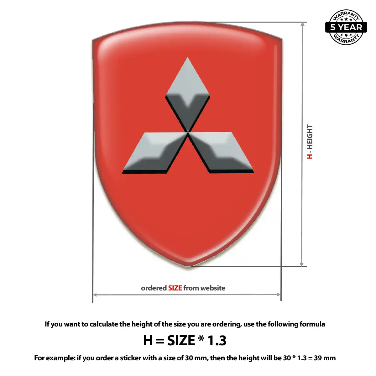 Mitsubishi Resin Domed Sticker Prime Quality