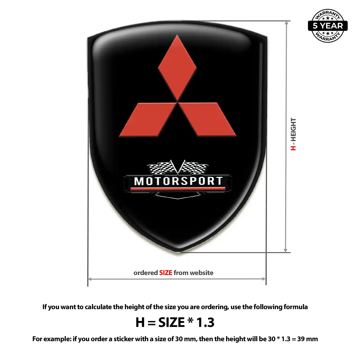 Mitsubishi Resin Domed Sticker Refined Design