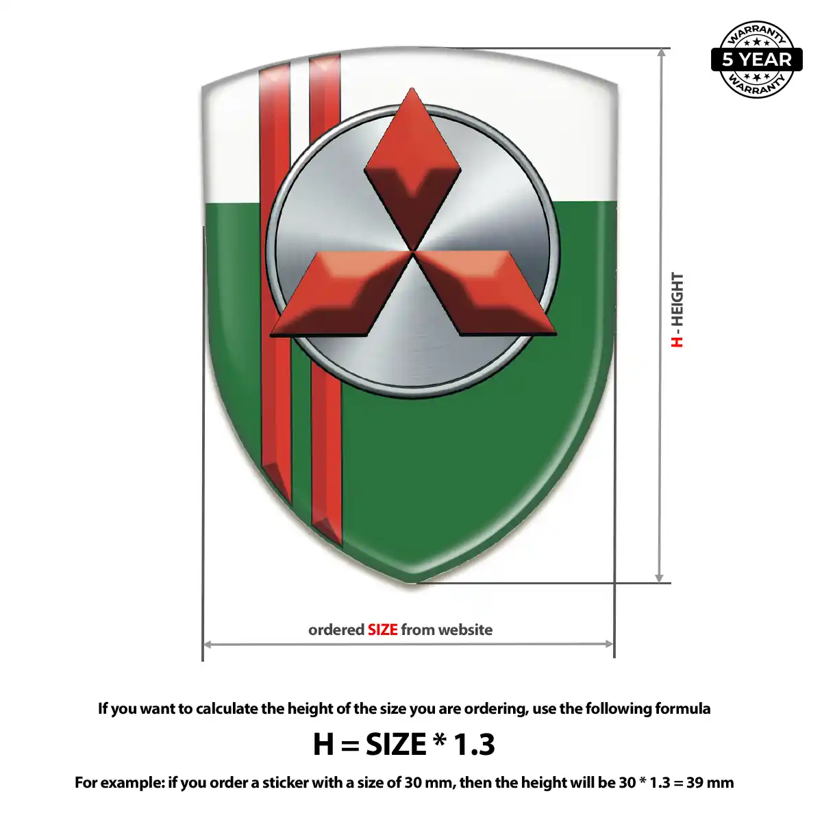 Mitsubishi Resin Domed Sticker Signature Grade