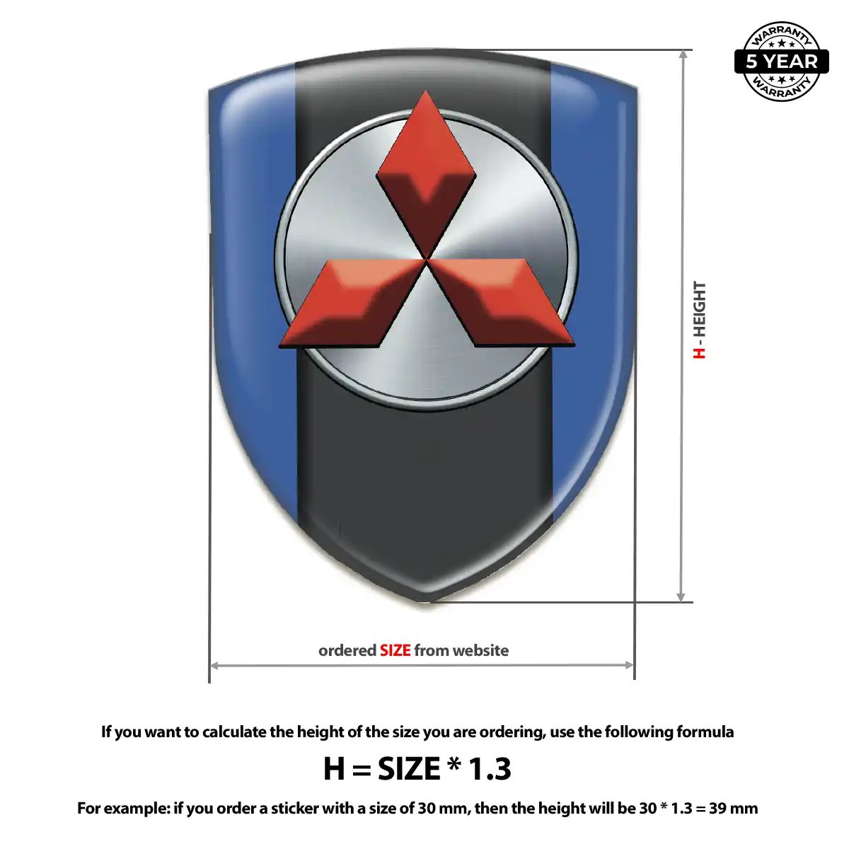 Mitsubishi Resin Domed Sticker Sleek Style