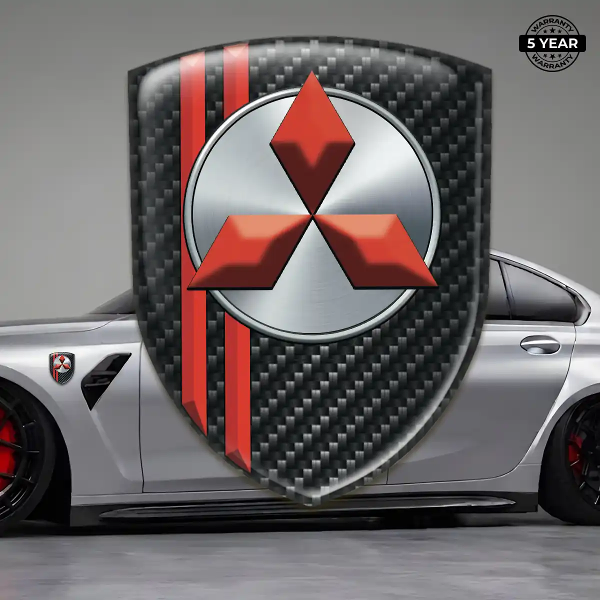 Mitsubishi Resin Emblem Sticker Refined Design