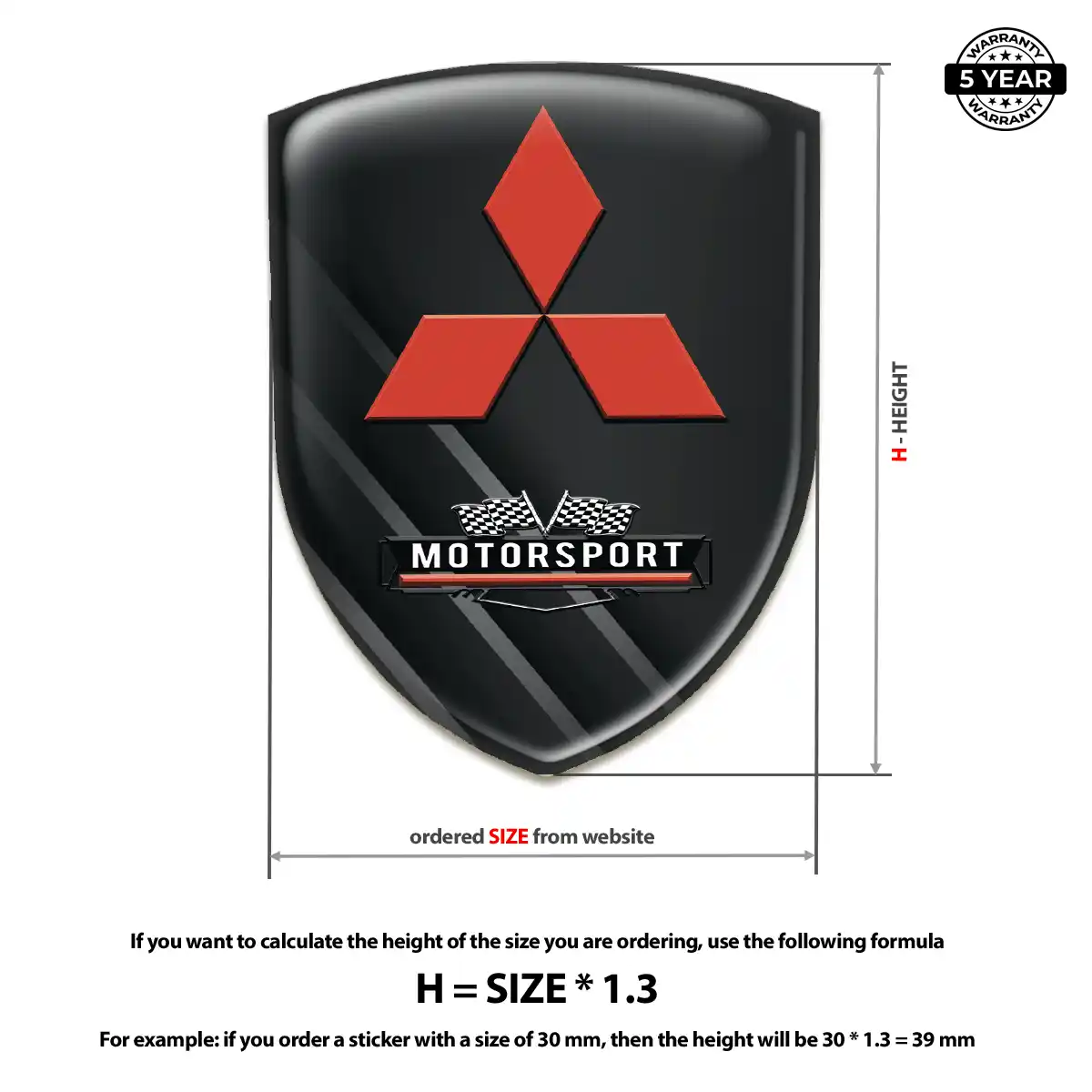 Mitsubishi Resin Emblem Sticker Sleek Style