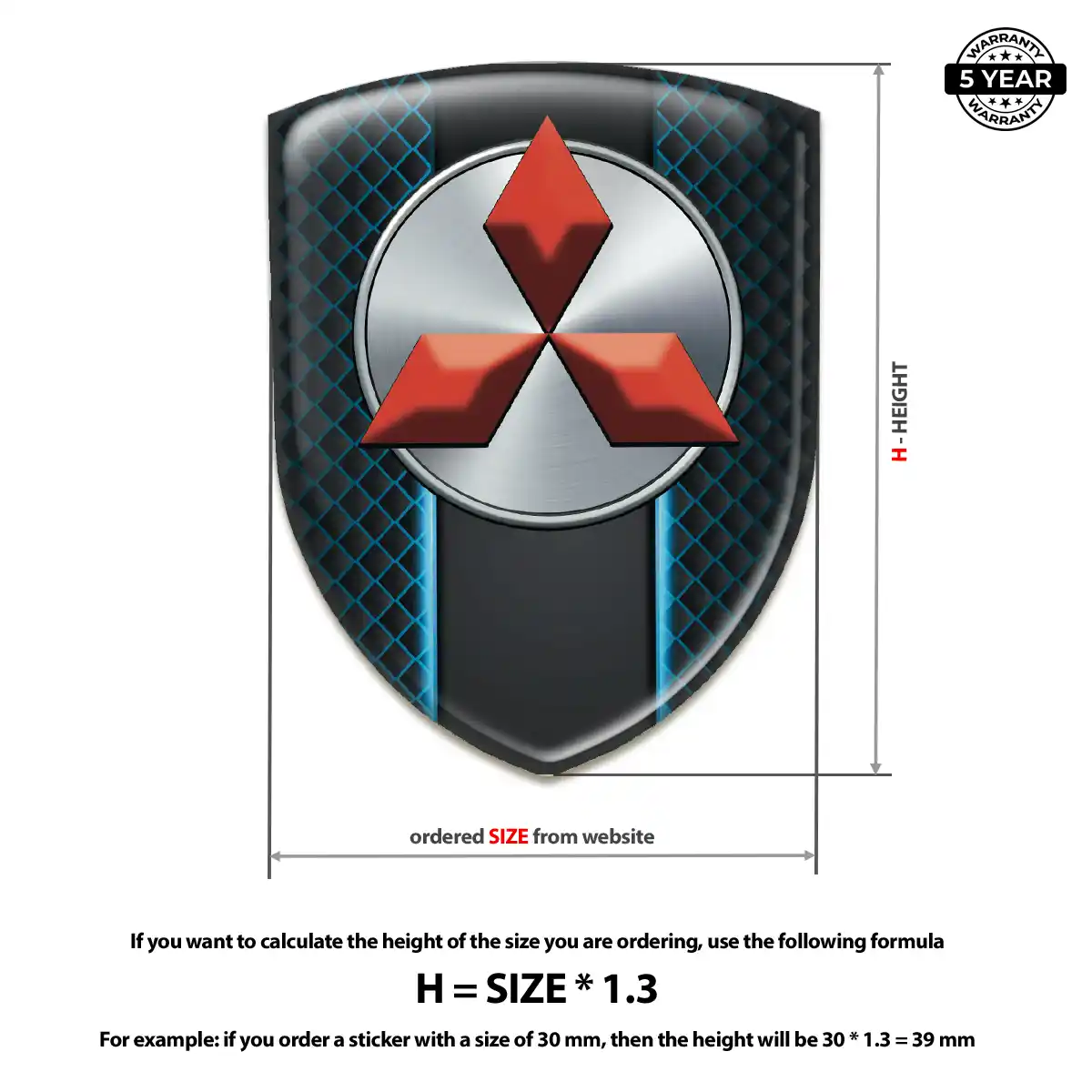 Mitsubishi Self Adhesive Emblem Sticker Elite Finish