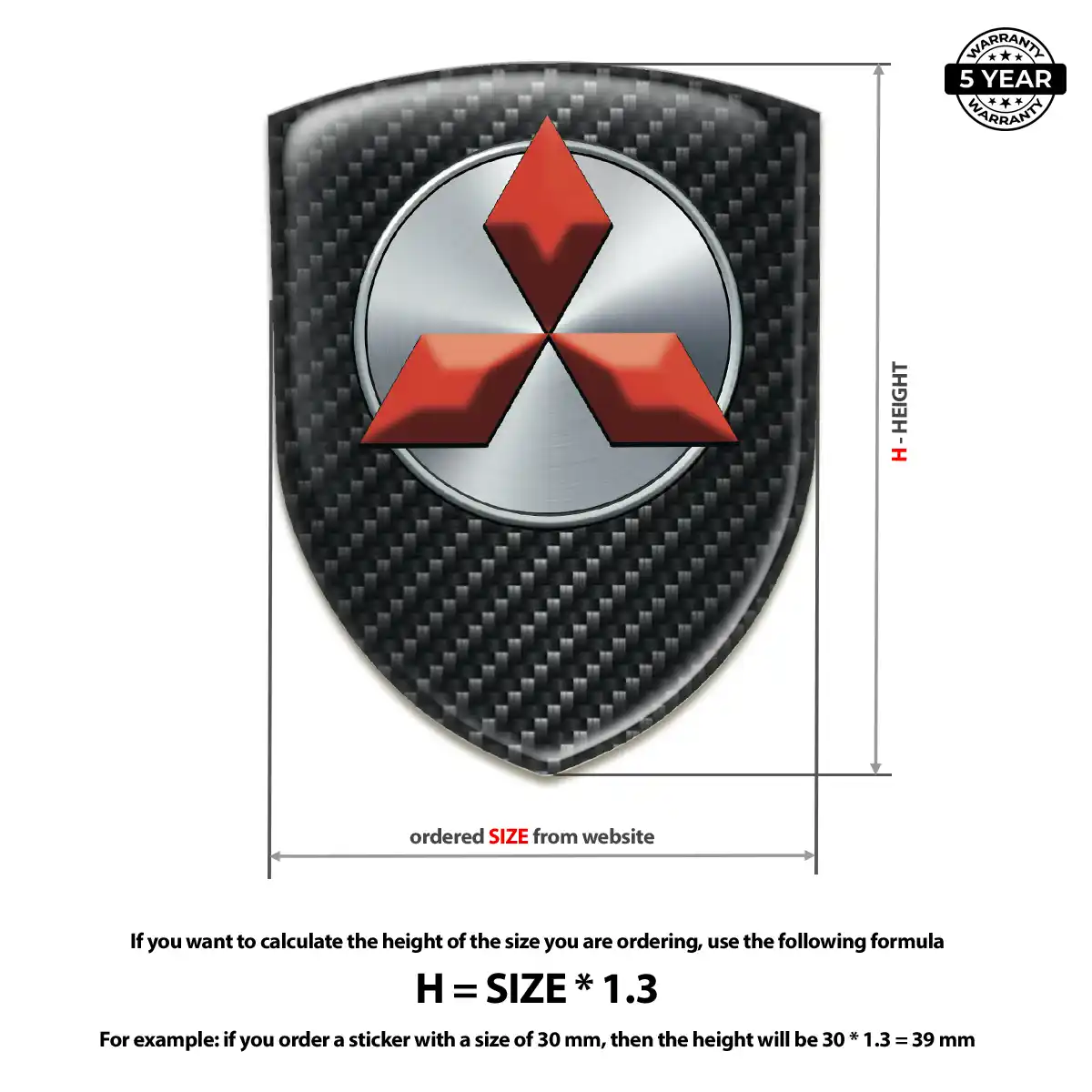 Mitsubishi Self Adhesive Emblem Sticker Sleek Style