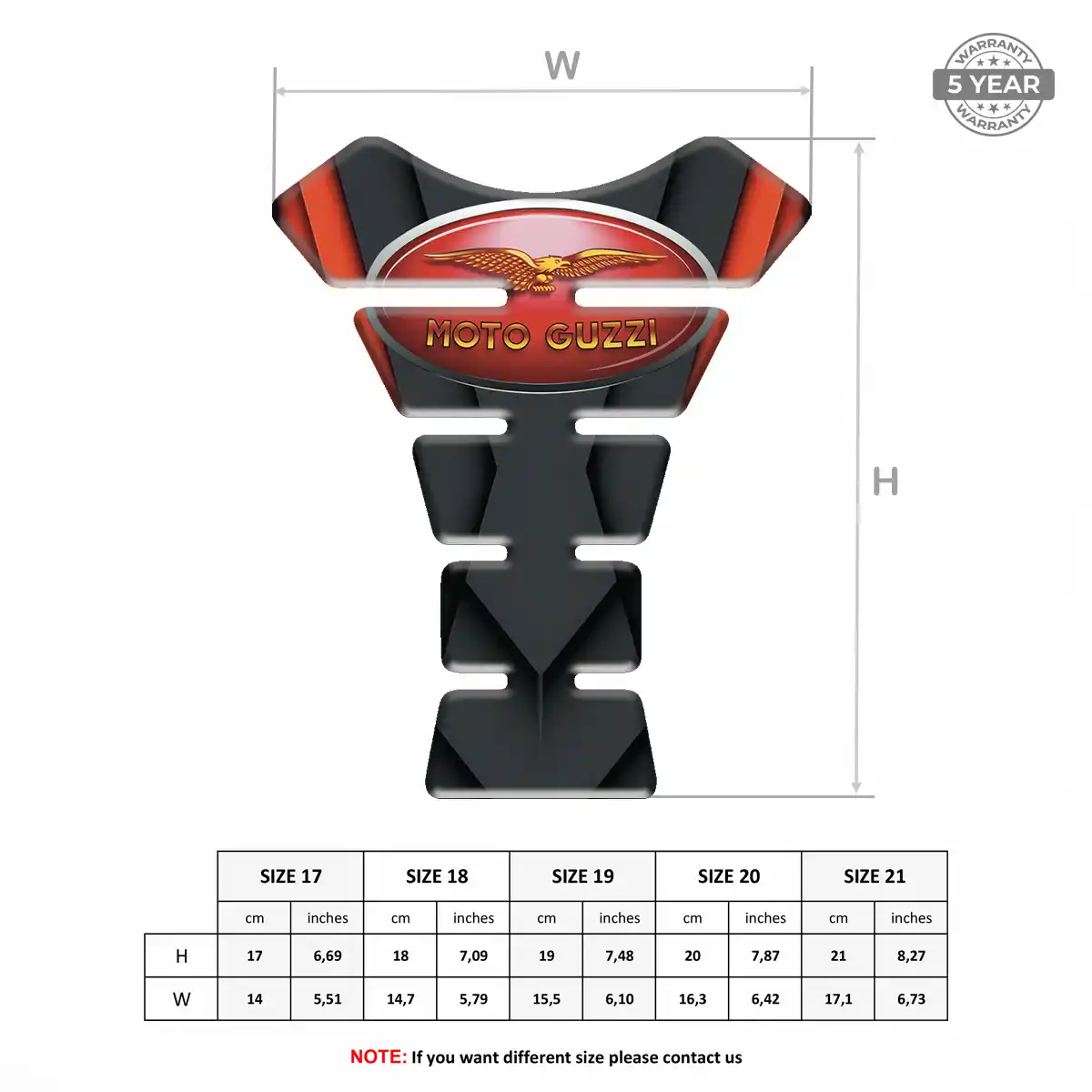Moto Guzzi 3D Domed Tank Pad Refined Design