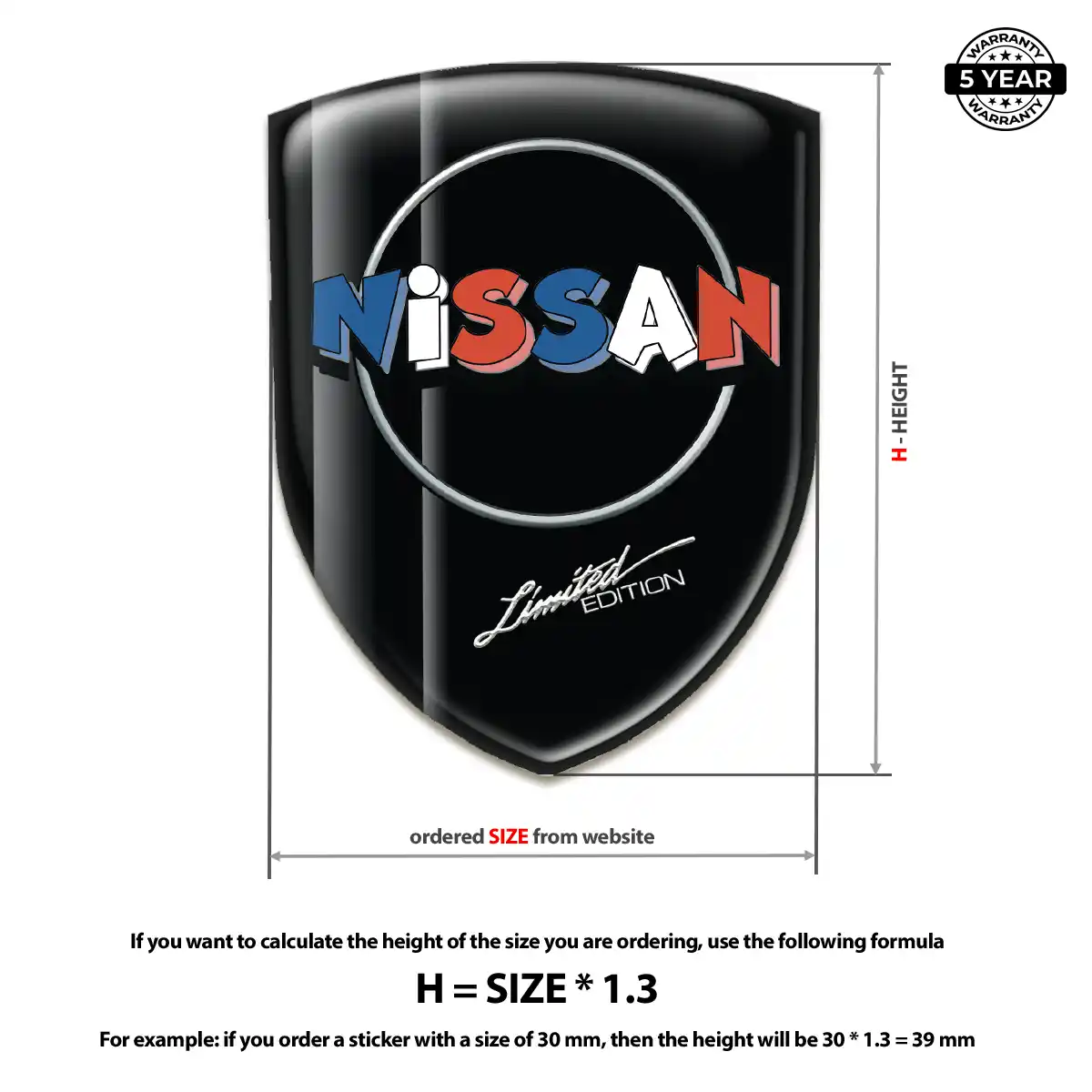 Nissan Domed Car Sticker Exterior Luxe
