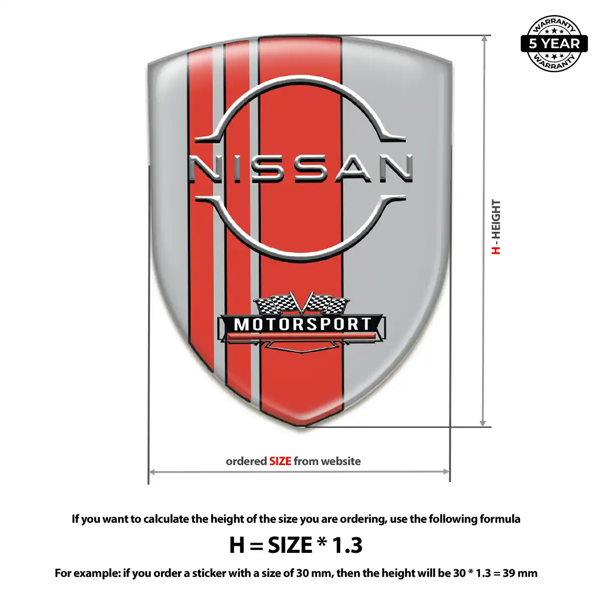Nissan Polyurethane Domed Sticker Outer Style
