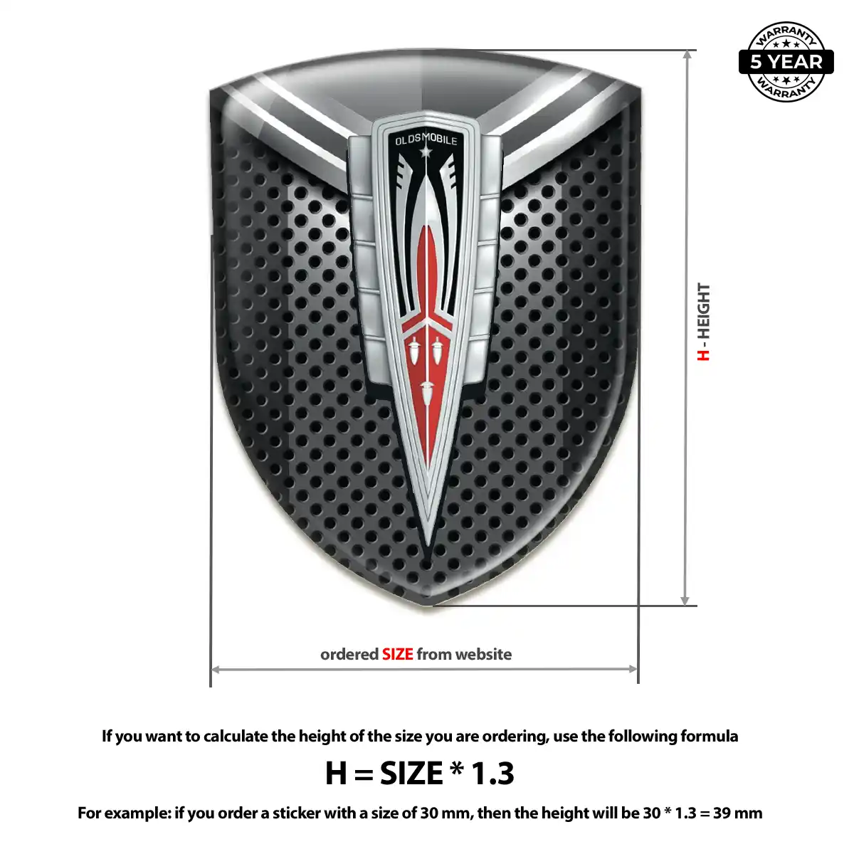 Oldsmobile 3D Badge Sticker Premium Dome
