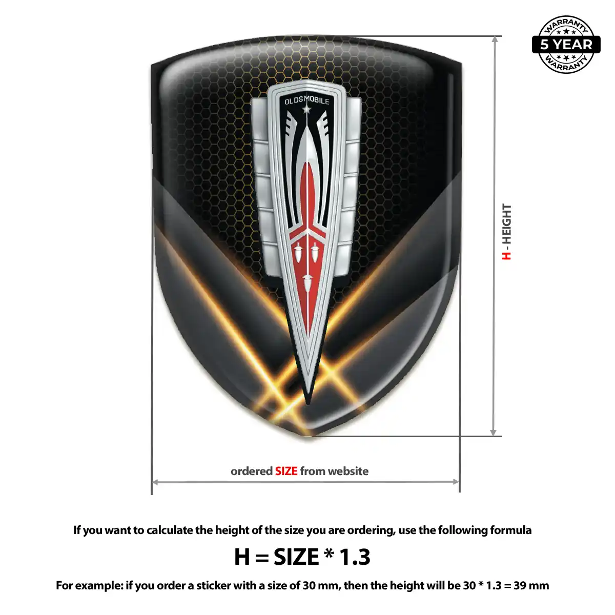 Oldsmobile 3D Badge Sticker Resin Elite