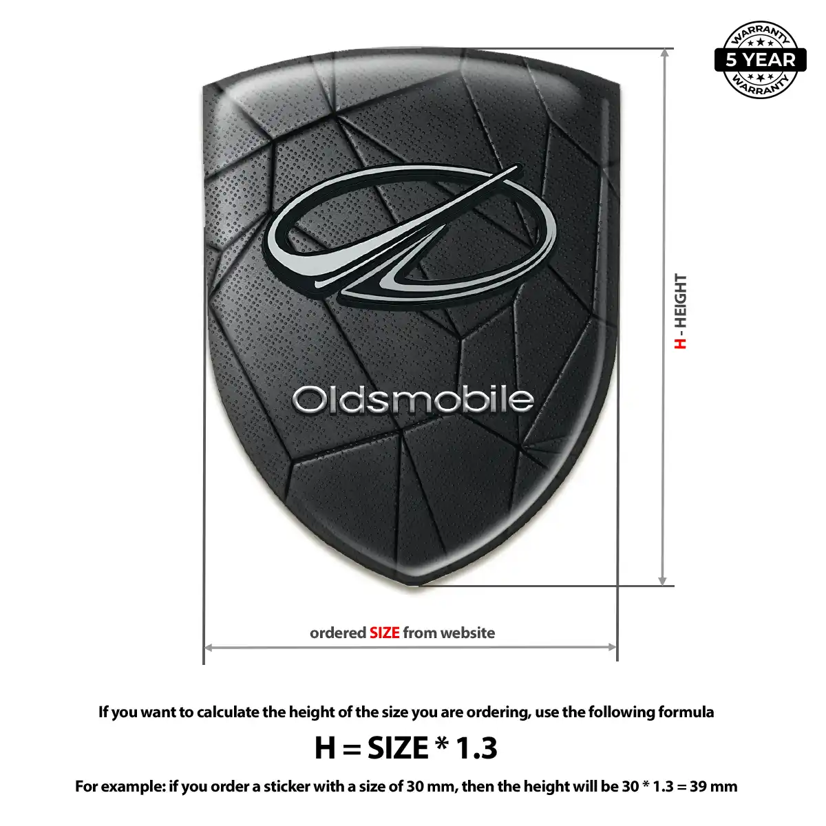 Oldsmobile 3D Badge Sticker Resin Luxe