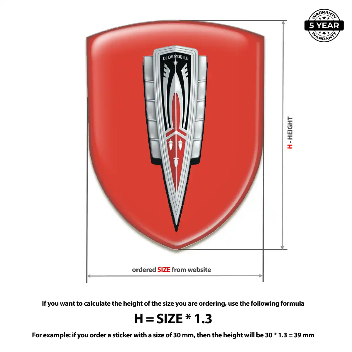 Oldsmobile 3D Domed Sticker Refined Design