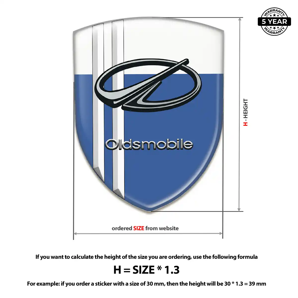 Oldsmobile 3D Domed Sticker Sleek Style