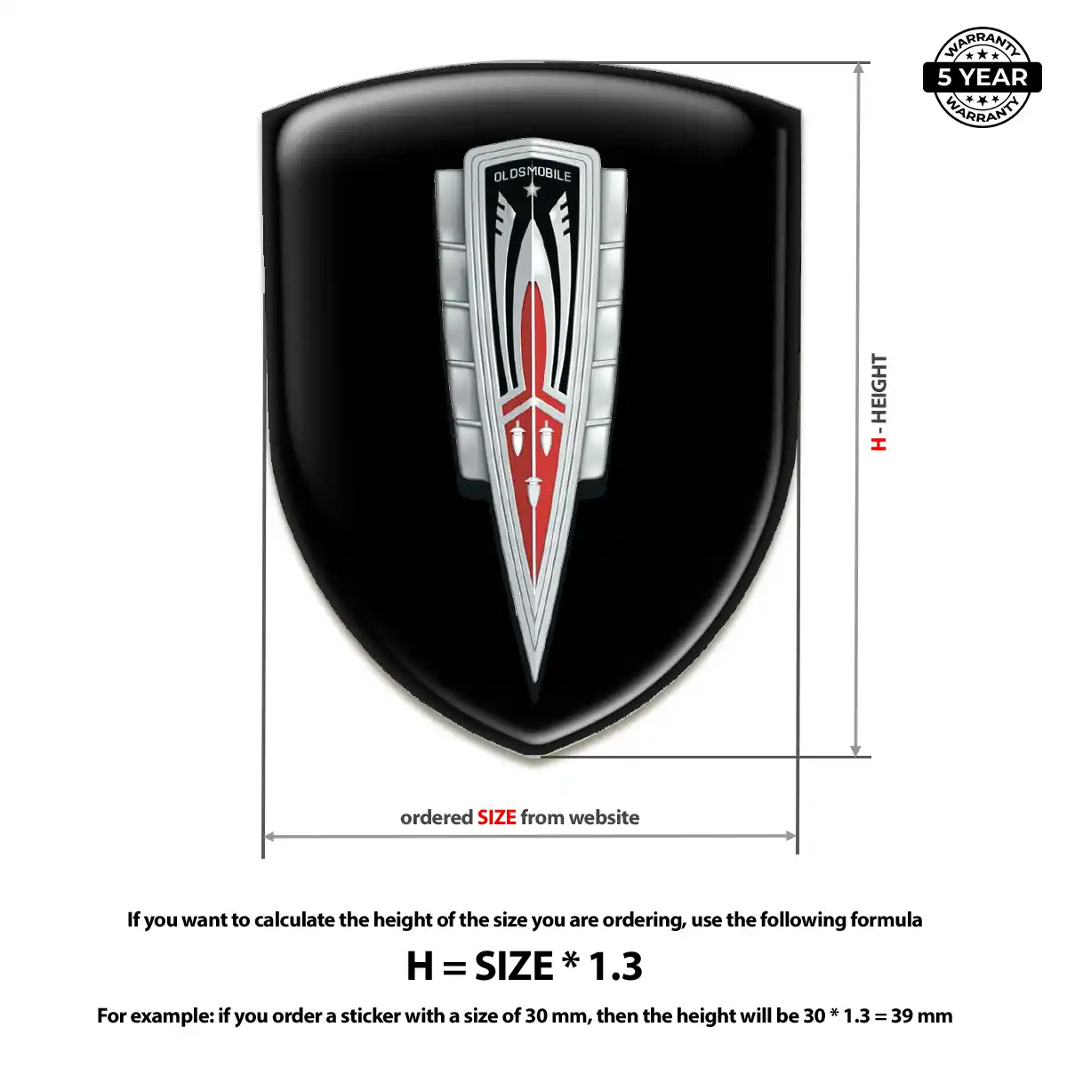 Oldsmobile 3D Logo Sticker Premium Dome