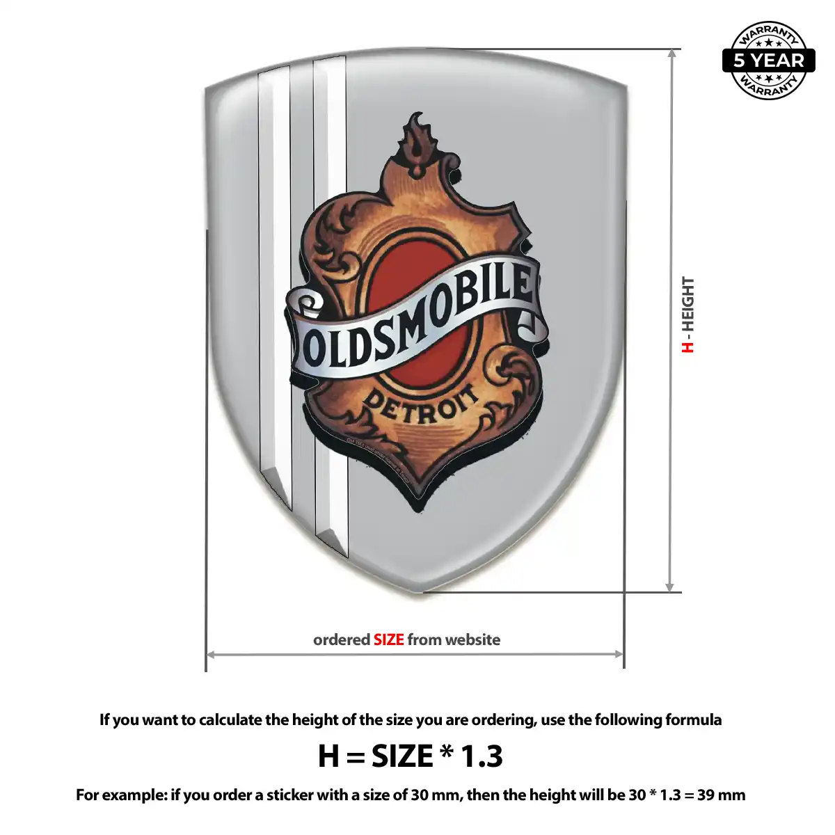 Oldsmobile 3D Logo Sticker Resin Luxe
