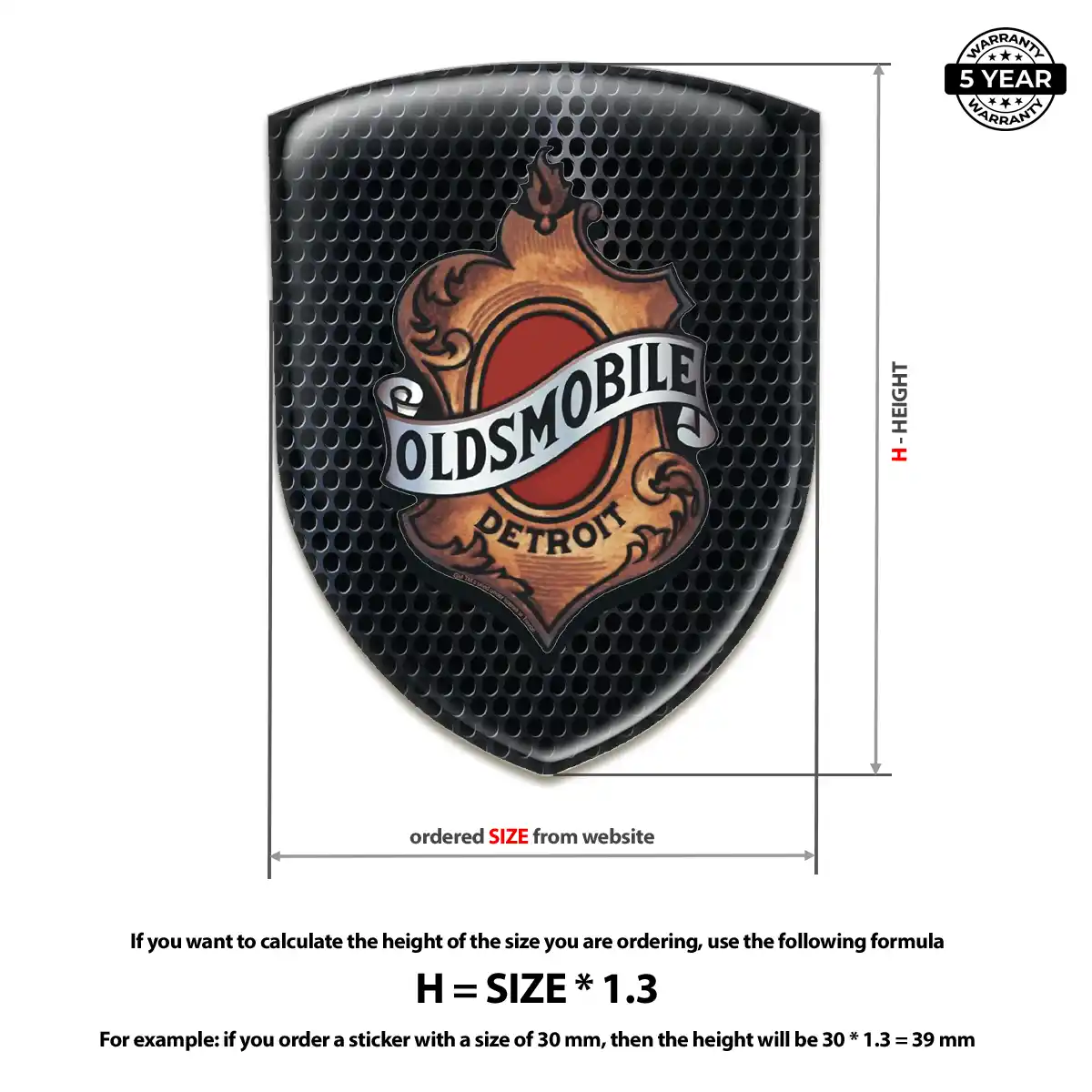 Oldsmobile 3D Logo Sticker Signature Grade
