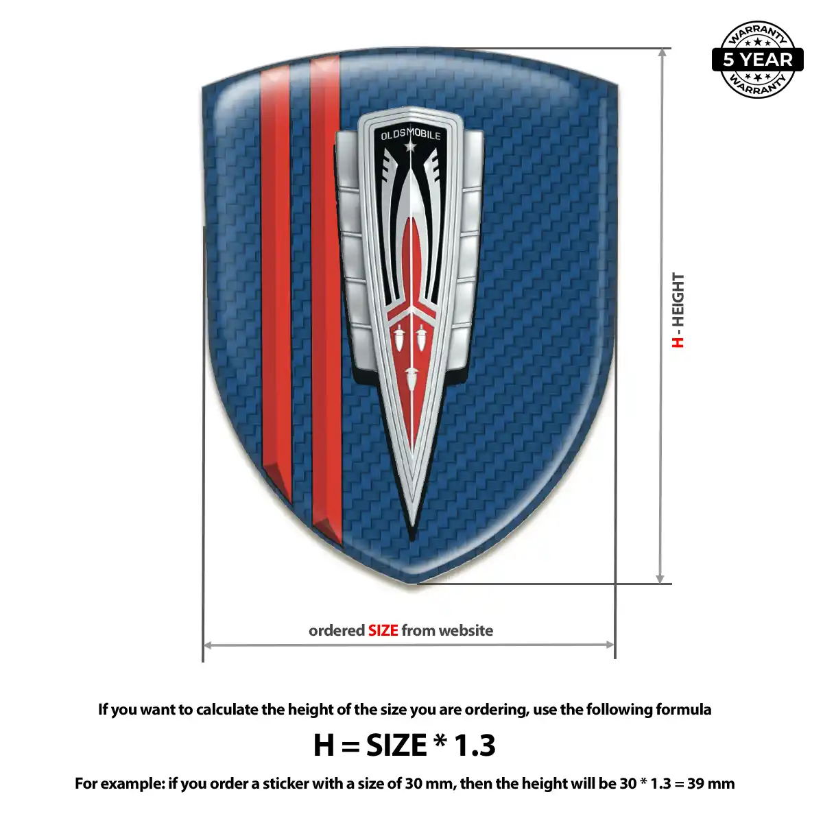 Oldsmobile 3D Resin Sticker Sleek Style