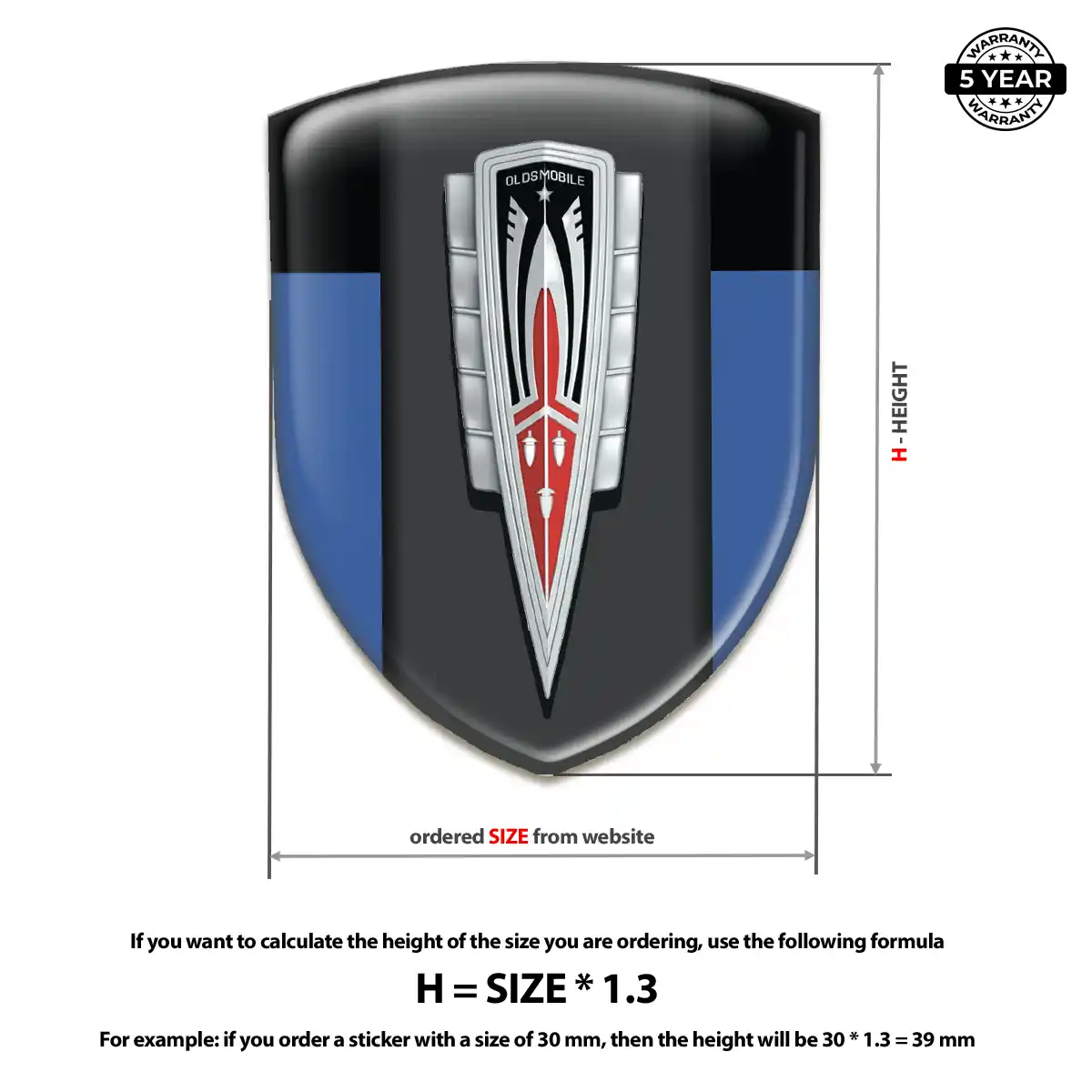 Oldsmobile Automotive Emblem Sticker Elite Finish