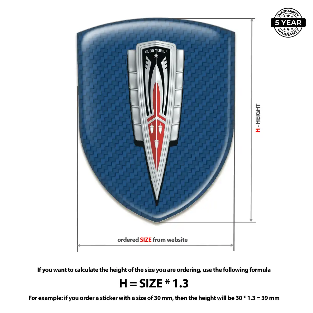 Oldsmobile Automotive Emblem Sticker Resin Luxe