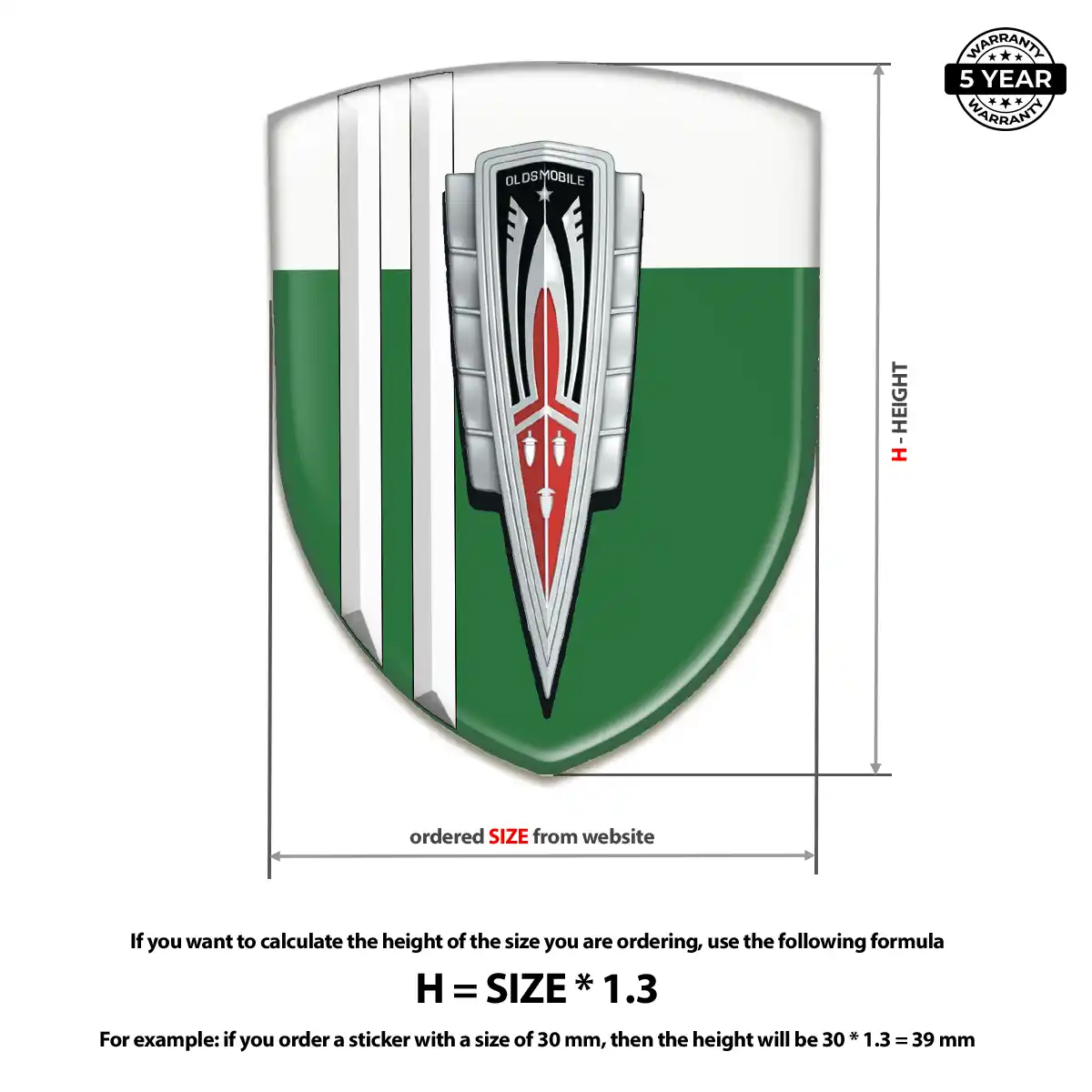 Oldsmobile Automotive Resin Decal Refined Design