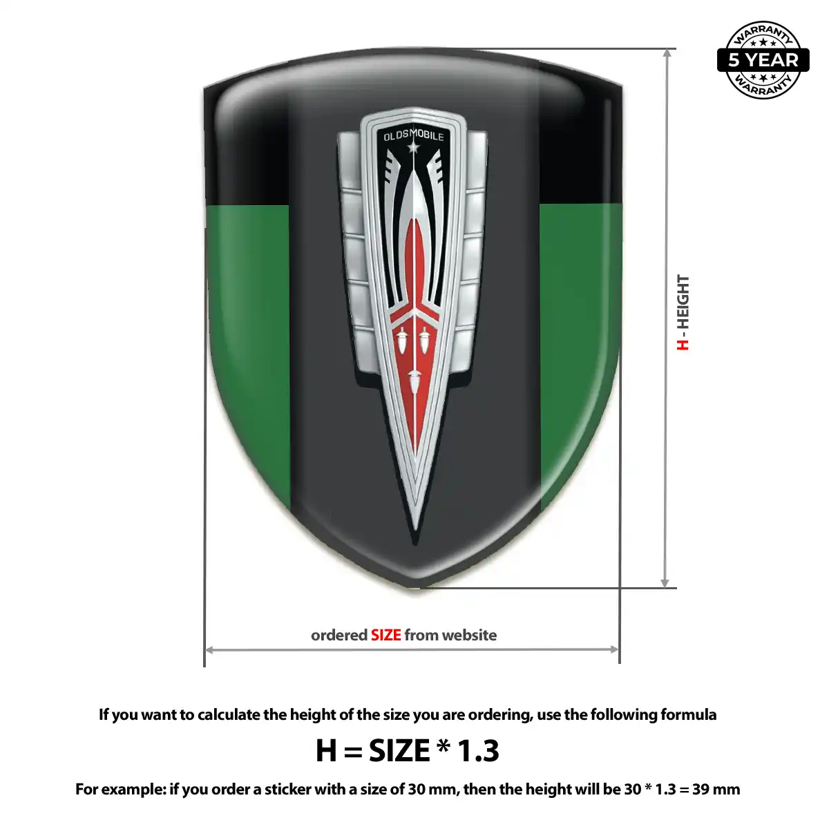 Oldsmobile Automotive Resin Decal Signature Grade