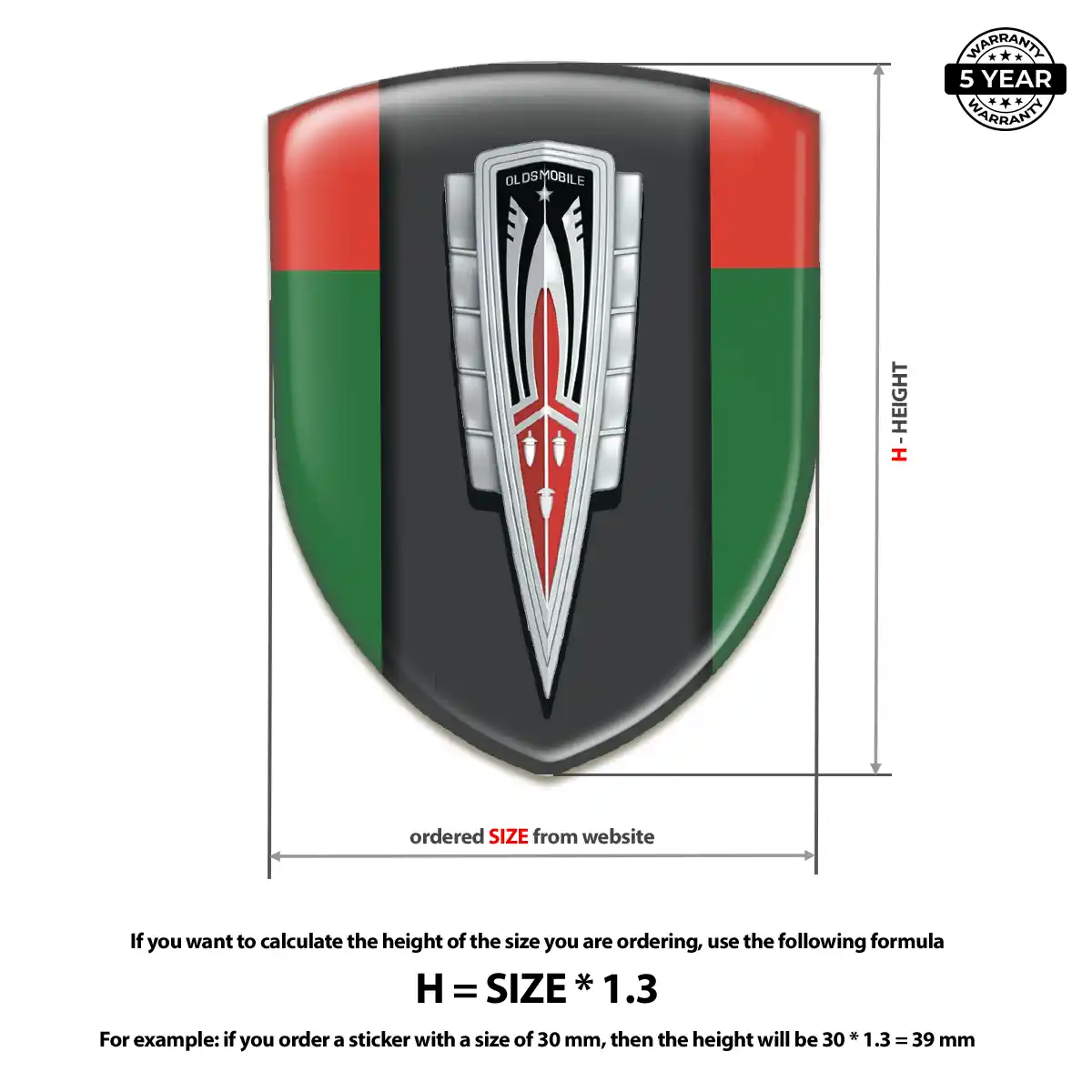 Oldsmobile Car Badge Sticker Premium Dome