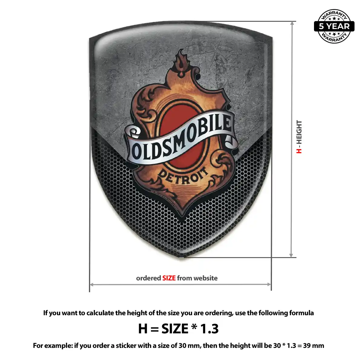 Oldsmobile Car Emblem Decal Premium Dome