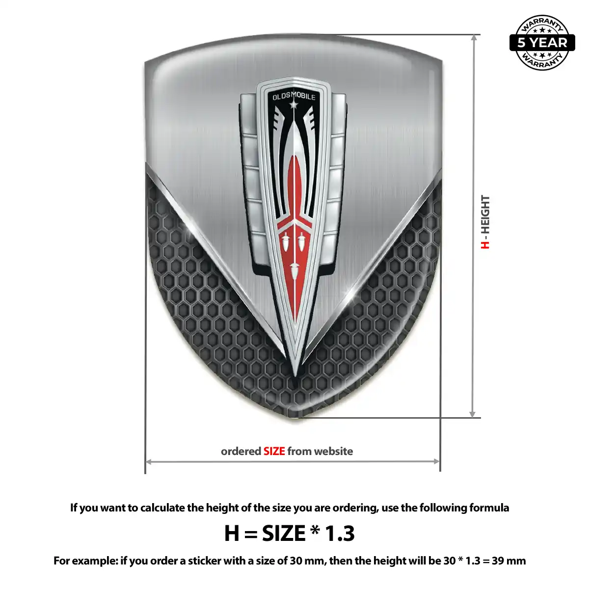 Oldsmobile Car Emblem Sticker Elite Finish