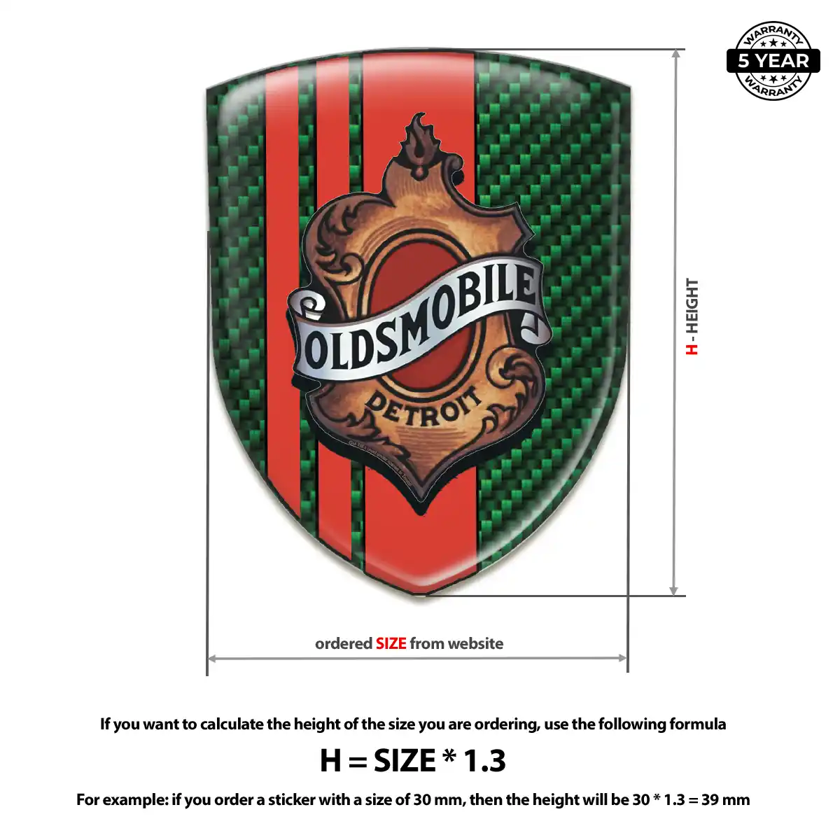 Oldsmobile Car Logo Decal Premium Dome