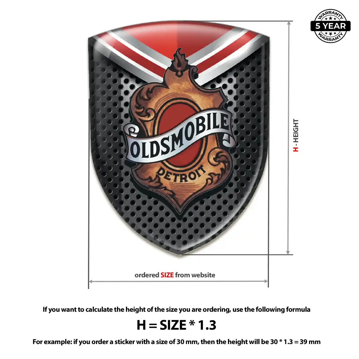 Oldsmobile Domed Car Sticker Cabin Style