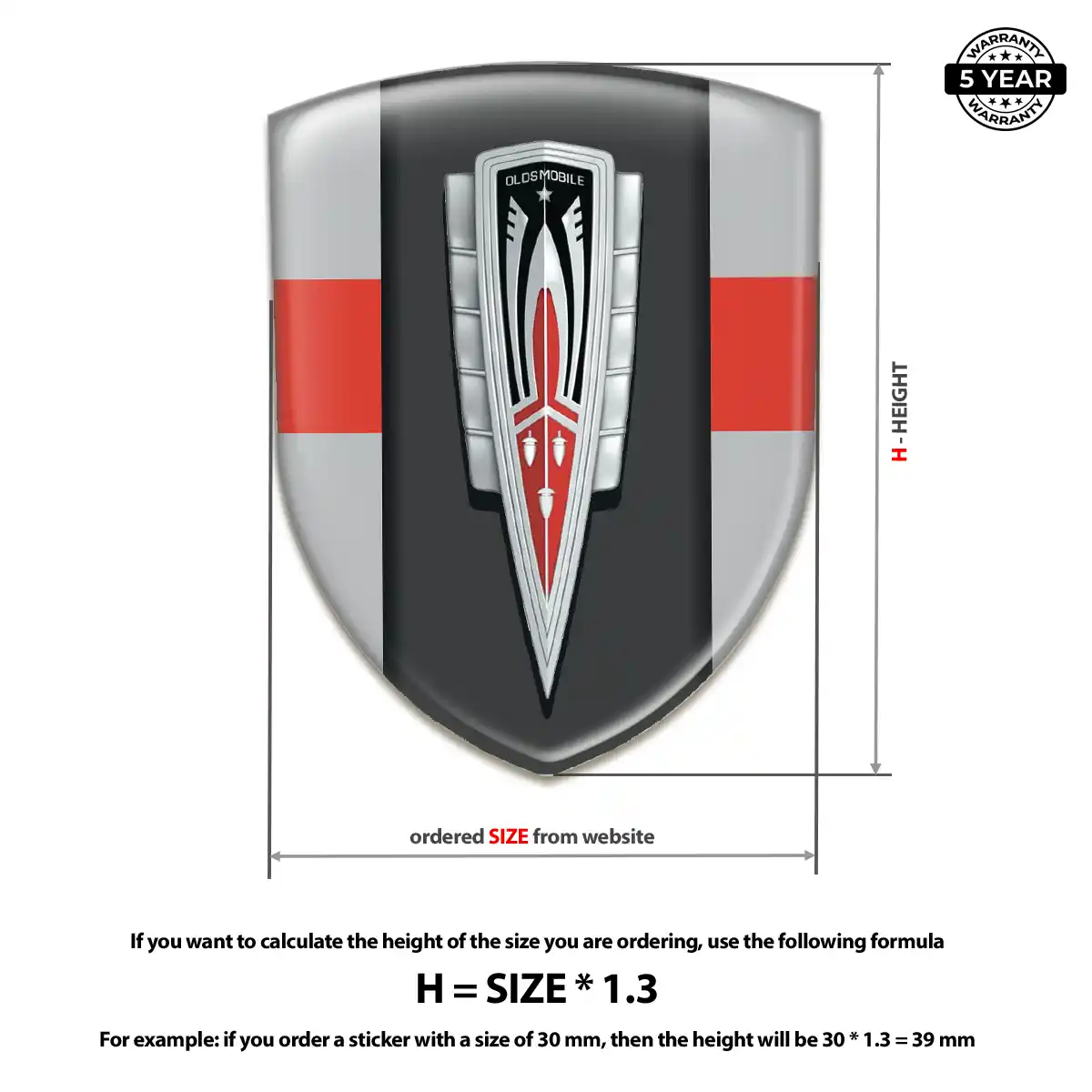 Oldsmobile Domed Car Sticker Interior Elegance