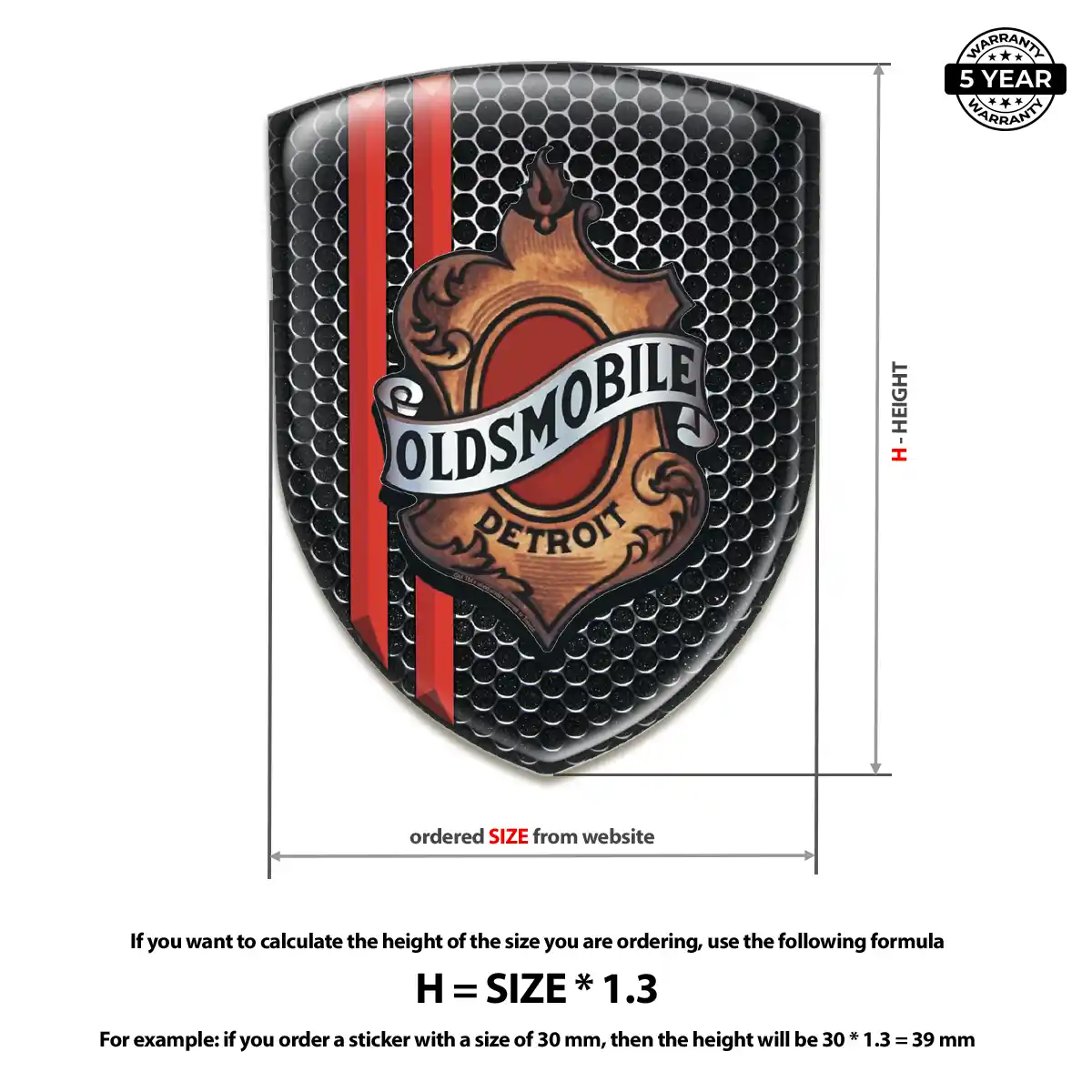 Oldsmobile Domed Car Sticker Prime Quality