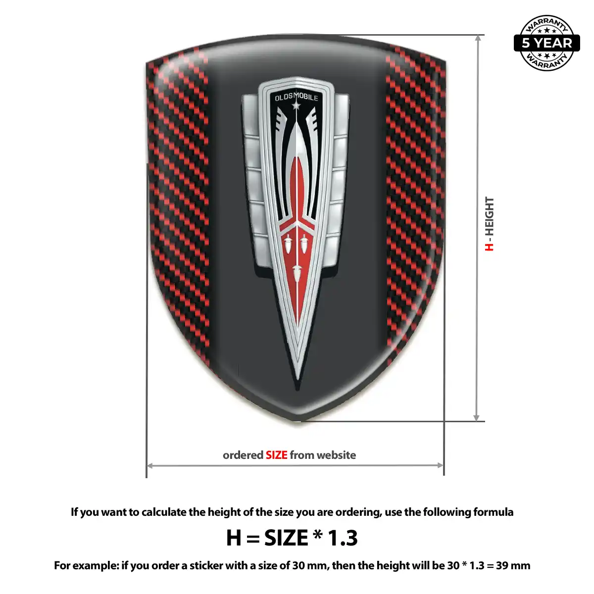 Oldsmobile Domed Car Sticker Resin Elite