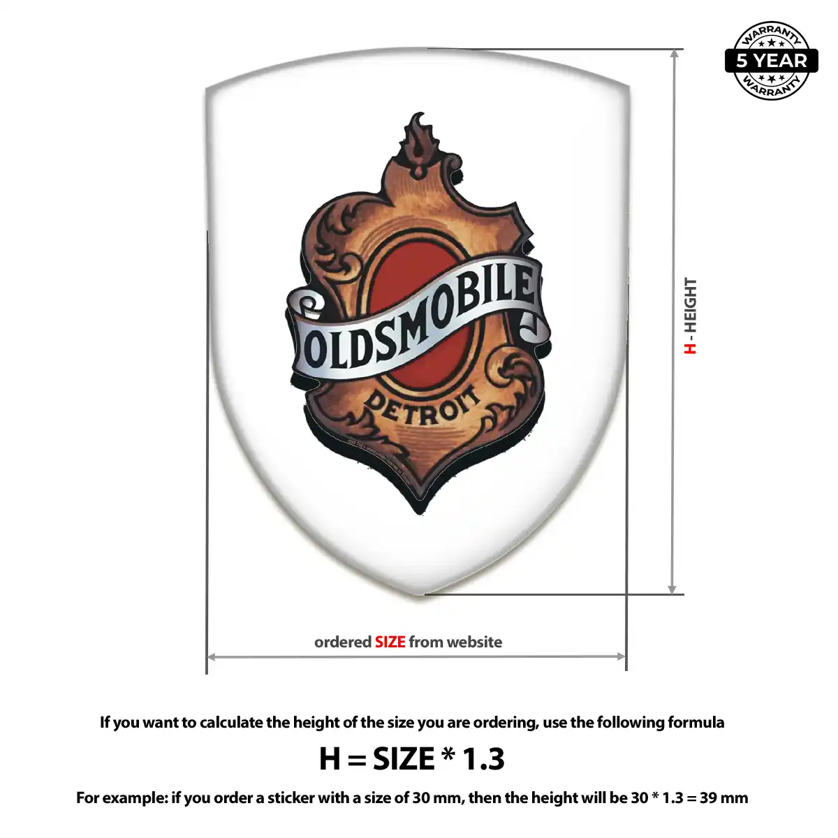 Oldsmobile Domed Car Sticker Signature Grade