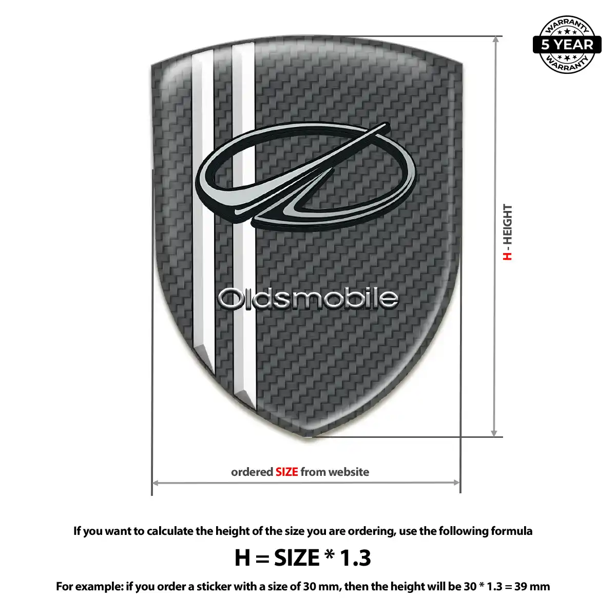 Oldsmobile Domed Decal Elite Finish