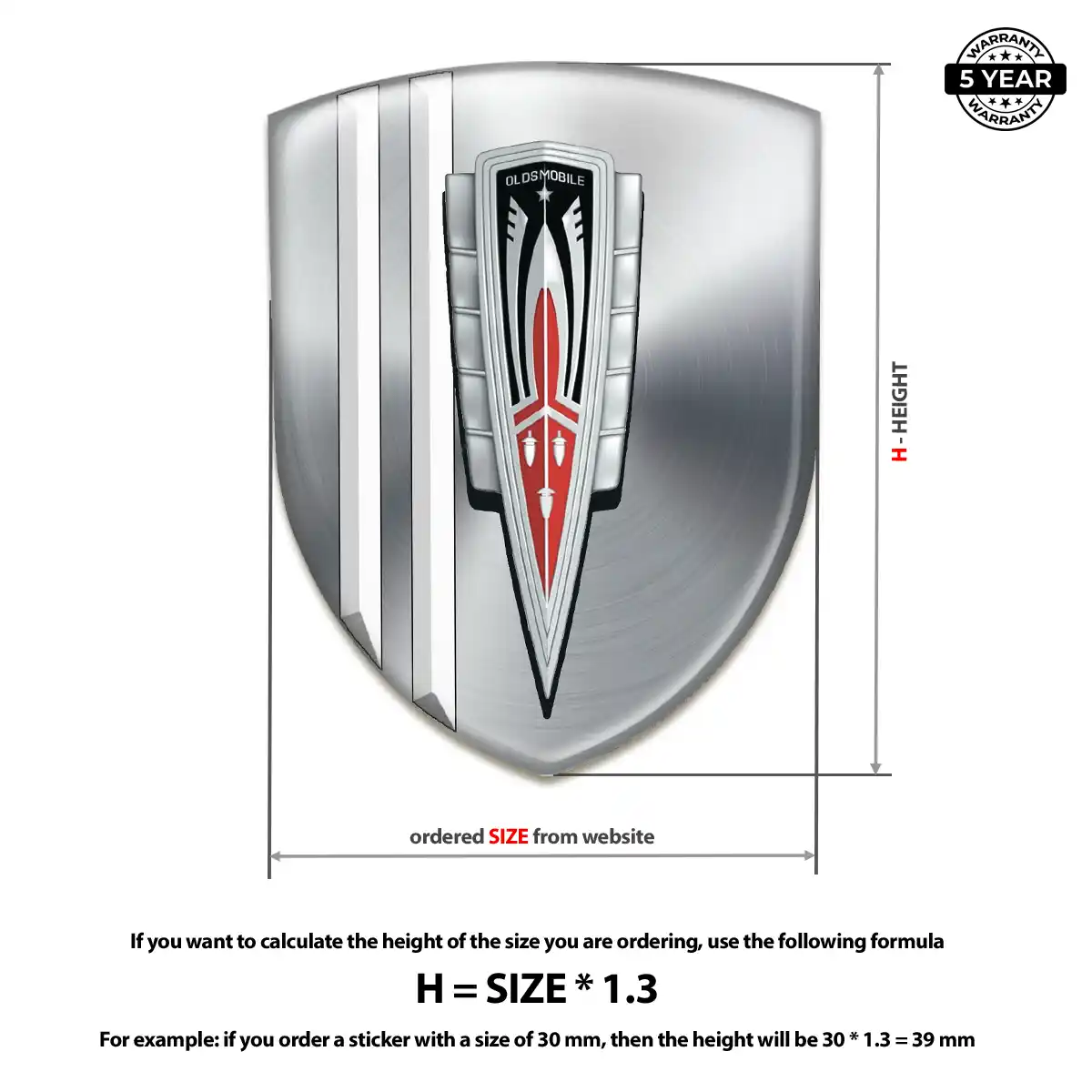 Oldsmobile Domed Decal Prime Quality