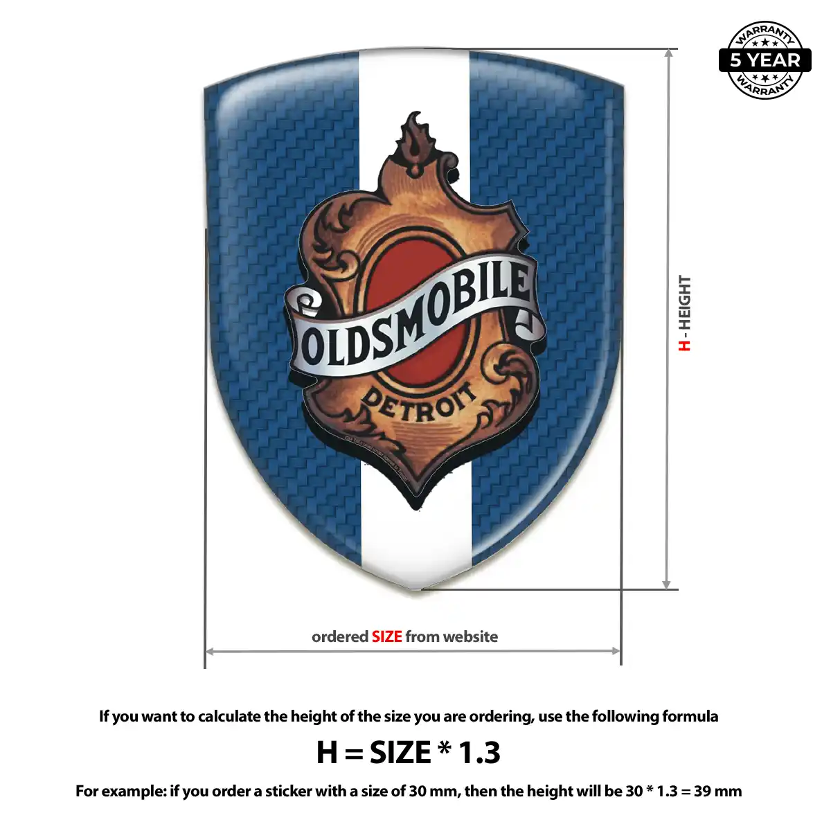 Oldsmobile Domed Logo Decal Resin Elite