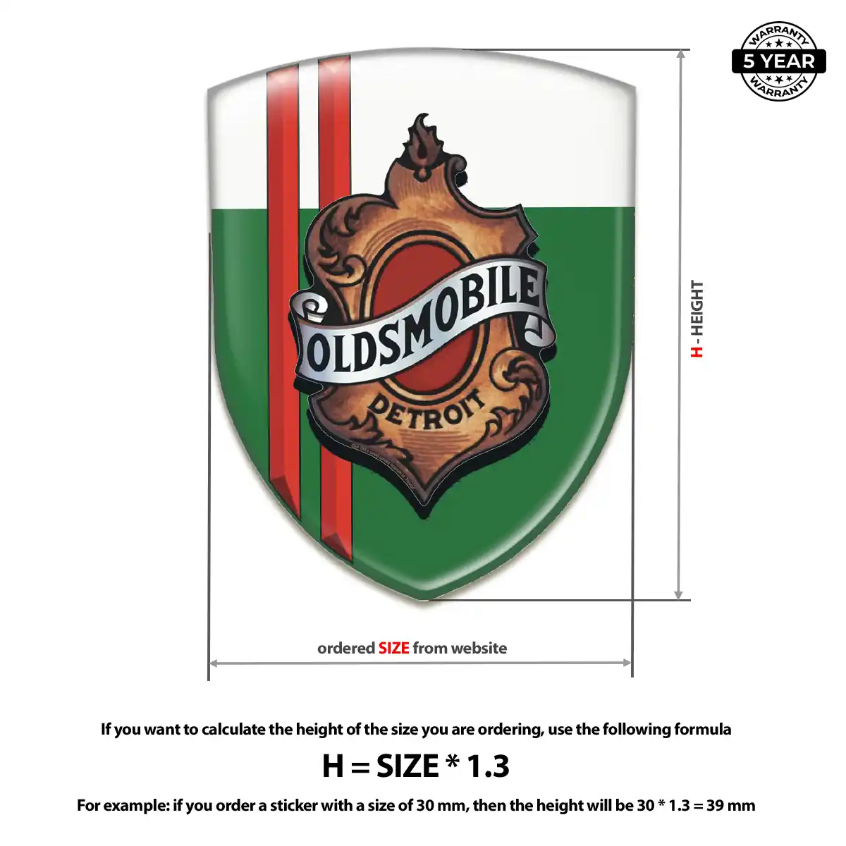 Oldsmobile Domed Logo Decal Signature Grade