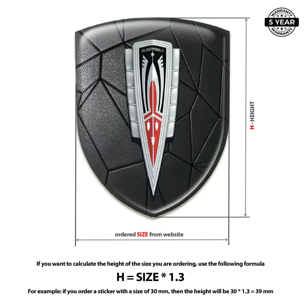 Oldsmobile Domed Logo Sticker Interior Elegance
