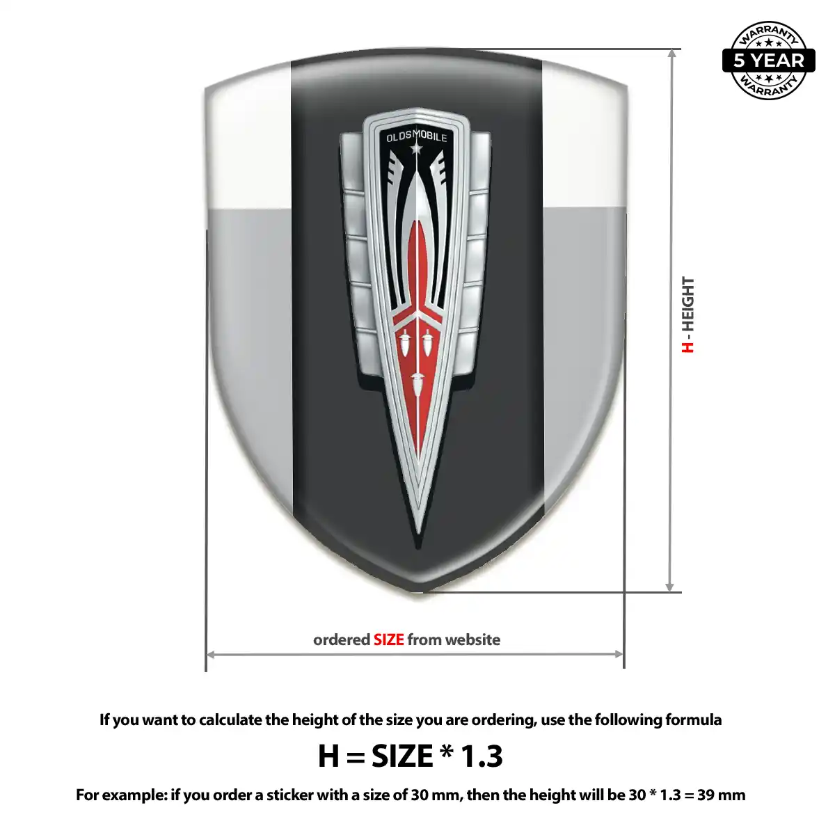 Oldsmobile Domed Logo Sticker Interior Luxe