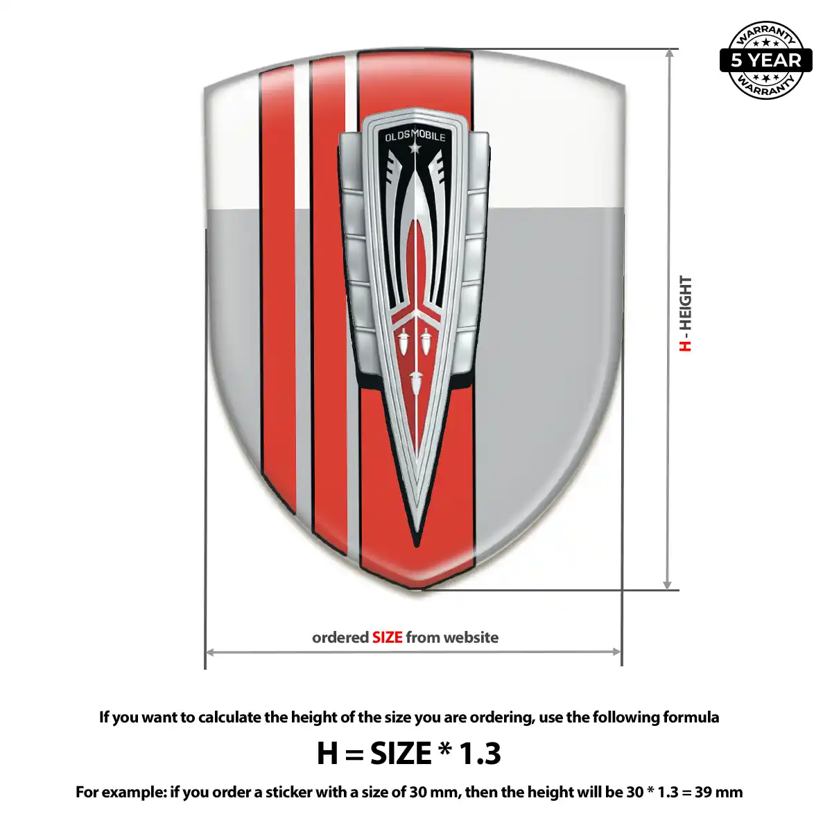 Oldsmobile Domed Logo Sticker Outer Style