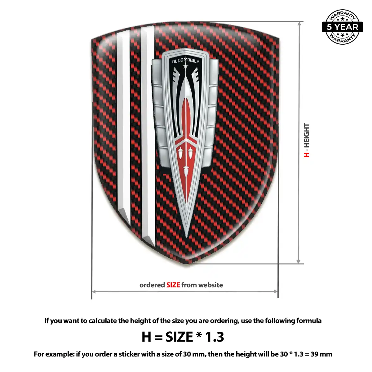 Oldsmobile Domed Logo Sticker Premium Dome