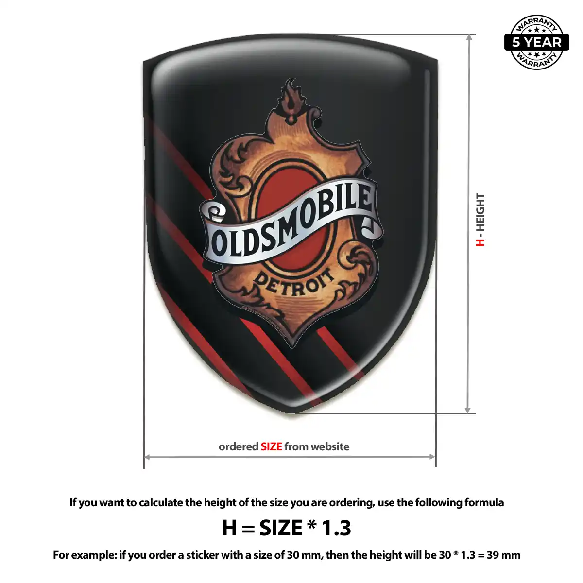 Oldsmobile Epoxy Domed Sticker Interior Elegance