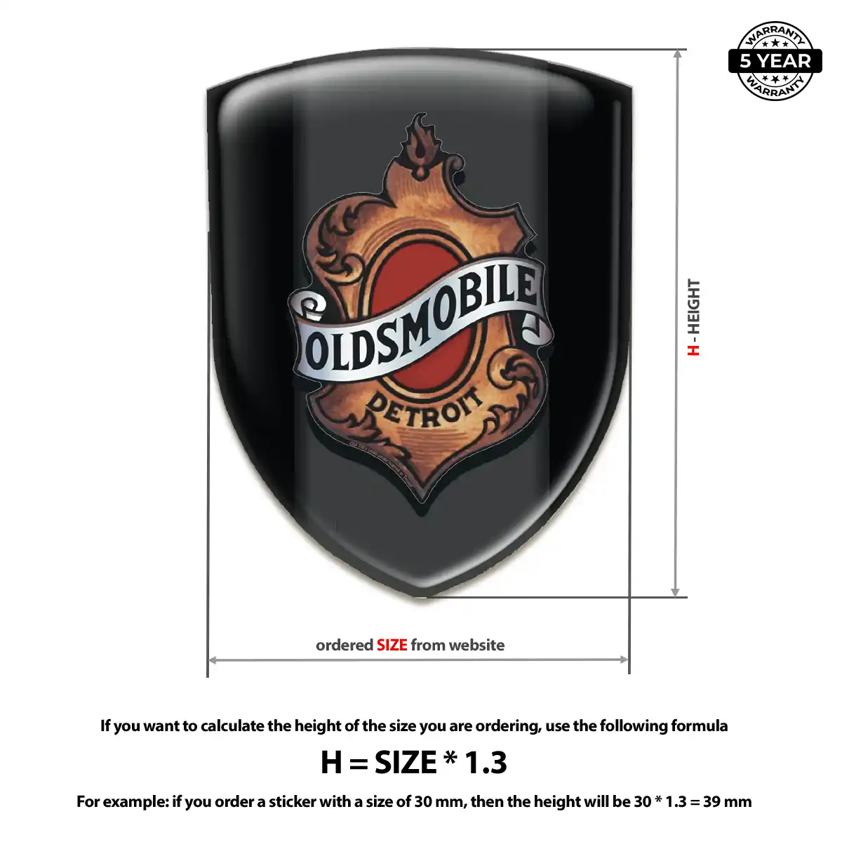 Oldsmobile Gel Badge Sticker Elite Finish