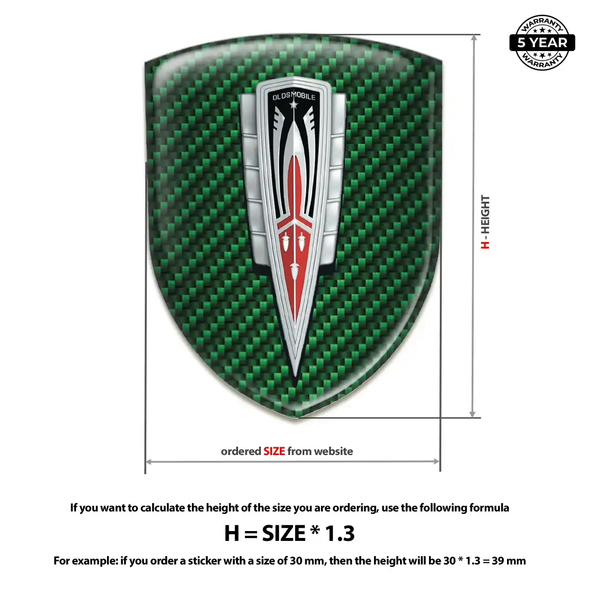 Oldsmobile Gel Emblem Sticker Cabin Style